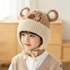 Gorro para Niños Otoño Invierno Lindo Dibujo Animado Orejeras Gorro de Lana Tejida con Felpa Adicional Cálido Resistente al Viento Gorro Venta al por Mayor