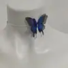 Collar de Mariposa Doble Capa Transparente de Alto Grado, Soñador y Colorido, Gargantilla Invisible de Mariposa 3D de Moda con Incrustación de Diamante