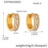 Miduoduo Ins Brincos Simples de Aço Inoxidável com Anel Duplo Interno e Externo, Zircônia Diamantada Frente e Verso, Banhados a Ouro Real 18K, Transfronteiriços Europeus e Americanos