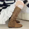 Nuevas Botas de Plataforma Planas para Mujer Primavera/Verano/Otoño, Uso de Dos Maneras, Tacón Oculto, Botas Largas, Botas Altas Únicas con Corte Hueco, Modernas