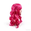 Descendentes 5 País das Maravilhas Sombrias Cabelo Longo Cacheado Rosa Peruca Cosplay Seda de Alta Temperatura Estilo Meio Preso Anime Infantil Halloween Styling