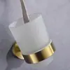 Copo para Enxaguante Bucal Suporte para Copo Individual Aço Inoxidável 304 Espessado Suporte para Copo de Escova de Dentes Espessado Hotel Redondo Dourado Escovado Fabricante