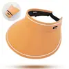 Ruiya [Veludo Preto Veludo] Chapéu de Aba Larga com Topo Aberto para Ciclismo ao Ar Livre, Proteção UV, Chapéu de Sol Dobrável