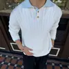 Suéter Tricô Trançado de Cor Blocada Vintage de Luxo para Homens, Estilo Old Money, Versátil Casual de Luxo para Outono/Inverno