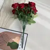 Ramo Artificial con 18 Rosas para Arreglos Florales de Boda, Decoración Floral de Mano, Flores Artificiales para Exportación