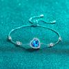 Nova Pulseira De Yi em Prata Esterlina S925 com Pingente de Coração de Moissanita Azul Safira, Joia de Amizade Estilo Fresco em Estoque
