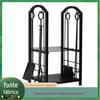 Suporte para Lenha com Ferramentas, Suporte Dupla Camada para Lenha, Suporte para Lareira, Suporte de Metal Destacável para Armazenamento de Camping ao Ar Livre, Suporte para Lareira