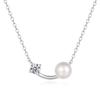 Collar Otoño e Invierno Todo 925 Plata Esterlina Moissanita Perla Natural de Agua Dulce Colgante Simple Versátil Cadena Clavicular para Mujer