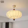 Lustre vintage Nanyang estilo francês, luminária redonda para quarto, luminária de tecido estampada criativa estilo retrô americano para escritório e sala de estar