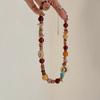 Collar de Cuentas de Piedra Natural Colorida Estilo Similar a Zhao Lusi para Mujer, Lujo Ligero, Sensación de Alta Gama, Exquisita Cadena para el Cuello que Combina con Todo, Cadena de Lana