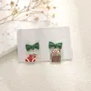 Pendientes navideños de diamantes con dibujos animados, transfronterizos europeos y americanos, pendientes asimétricos de alta gama para mujer, decoraciones navideñas