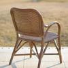 Silla de Ratán con Reposabrazos y Respaldo Estilo Retro Silla de Ratán para Patio de B&B Silla de Ratán para Sala de Estar de Casa Silla Individual de Sofá Estilo Wabi-Sabi