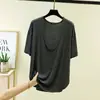 Camiseta de Verano Modal Holgada de Manga Corta para Mujer, Delgada, Talla Grande, Camisa Básica Casual Simple