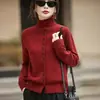 Cárdigan de Punto de Mezcla de Lana Transfronterizo Nuevo Estilo Otoño e Invierno 2026 Estilo Suave Cuello Alto de un Solo Botón Color Sólido Top para Mujer Ya Disponible