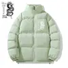 Moda Casual Americana Multi-Cor Opcional Acolchoada de Inverno Algodão Jaqueta Outono Urbano Tendência Marca Casal Gola Alta Casaco de Algodão