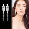Brincos S925 Estilo Coreano Versátil Joias de Orelha Longas Moda Elegante Acessórios de Orelha Elegantes Brincos de Franja da Moda Brincos para Afinar o Rosto