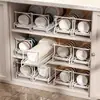 Y*H Estante Estrecho para Platos de Gabinete de Cocina Estante de Almacenamiento para Encimera de Cocina Gabinete Estante para Platos Armario Tazón de Escurrimiento