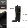 Botas largas de punta retro plisadas para mujer, moda otoño 2026, botas de tacón alto ajustadas, botas de montar hasta la rodilla
