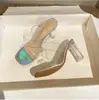 Sandalias de Tacón Alto para Mujer 2024 de Moda Transparentes de Tacón Medio Zapatos de Cristal Moda Tacón Grueso Chanclas de Exterior Tacón Delgado Antideslizantes