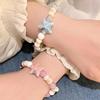 Pulsera Rosa Azul Verano Soleado Estrella de Mar Color Macarrón Estrella de Mar Cerámica con Cuentas Pulsera Verano Nuevo Dulce Estilo Cool Pulsera