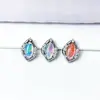 Stud para Olho e Orelha em Liga de Titânio G23 Opala Aurora Rosqueamento Interno de Titânio ASTM F-136 Stud para Lábio Opala Joia para Piercing