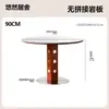 Mesa Redonda Berg Estilo Nórdico con Patas Metálicas Vintage, Mesa de Comedor para Apartamento Pequeño, Mesa de Comedor de Pizarra de Madera Maciza Estilo Nórdico Bauhaus para Uso Doméstico