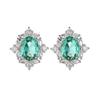 Brincos Fresh Earrings AAA Zircon Incrustado Cor Tesouro Verde Cristal Oval Cor Paraíba Brincos de Incenso Mosquito Sem Orelhas