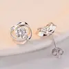 Aretes de flor de amor giratorios Runxin aretes de flor de personalidad simple aretes de rosa con circonita de amor de temperamento de moda