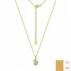 Collar de moissanita con engaste de bisel ovalado de plata de ley S925, collar completo de moissanita de plata 925 para mujer, venta al por mayor transfronteriza