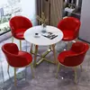 Oficina de Ventas de Juego de Mesa y Sillas de Comedor de Lujo Ligero Italiano Recepción de Ocio Hogar Mesa Redonda Pequeña Simple Moderna Mesa de Café Pequeña