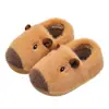 Pantuflas de algodón para niños con diseño de capibara para invierno, cálidas y afelpadas, antideslizantes, adecuadas para niños y niñas, a juego para padres e hijos, para niños mayores, con talón cubierto