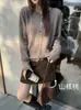 Cardigan de Tricô com Acabamento Fosco, Peso Pesado, Lã de Seda, Caxemira, Escovado, Gola Redonda, Punhos Canelados para Mulheres, Outono/Inverno 2026 Top
