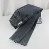 Pantalones vaqueros de una sola fila para mujer, otoño e invierno, tres botones, diseño de cintura ultra alta, sentido del diseño, que contrae el abdomen, cropped ajustados, pantalones de lápiz, moda