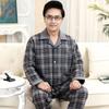 Terno de algodão puro, manga comprida, algodão acolchoado espesso, pijama fino acolchoado, outono e inverno, roupas masculinas para casa, para meia-idade e idosos