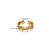 Anel Elegante com Design de Nicho Borboleta de Zircônia, Espiga de Trigo, Folha e Flor, Banhado a Ouro 18K, Luxo Leve Feminino, Sensação Exquisita e de Alto Padrão