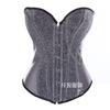 Corsé plateado brillante con hebilla delantera, cintura ajustada, top tubo, tejido satinado, ropa exterior brillante, corsé con varillas para mujer