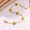 Pulsera de Trébol de Cuatro Hojas con Microincrustaciones de Pedrería Nueva y Exquisita Diseño Sencillo de Nicho Moda Pulsera de Flores Venta al por Mayor