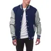 Jaqueta de Baseball Retro Americana Transfronteiriça Masculina Outono Inverno Color Block Acolchoada Casaco Casual Jaqueta Esportiva