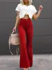 25 Calças Femininas de Veludo Quatro Estações Transfronteiriças Novas Roupas para Casa Calças Flare Femininas de Corte Justo Calças Casuais em estoque