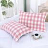 Toalla de Almohada de Gasa de Algodón Estilo Japonés Estampado a Cuadros Toalla de Almohada Algodón Lavado Plisada Suave y Cómoda Bordada Bufanda Simple para la Cabeza