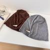 Viento Perezoso Sombrero de Montón de Cabeza Grande para Mujer Otoño e Invierno Moda Jersey Sombrero de Luna Sombrero para el Frío Cara Pequeña Sombrero Baotou para Mujer