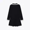 Suministro Exclusivo Transfronterizo de Ropa Nueva para Mujer 2026, Estilo Europeo y Americano, Vestido de Punto Color-Blocking a la Moda y Elegante con Solapa 0264403