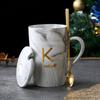 Caneca com Padrão de Mármore Caneca Simples para Casal Xícara de Café de Cerâmica Presente Acompanhamento Presente de Feriado Impressão de Logotipo