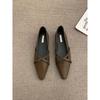 Zapatos de Mujer de Punta Baja con Tacón Bajo 2026 Primavera y Otoño Nuevo Estilo Francés Zapatos Mary Jane con Tira Cruzada Zapatos Planos de Piel