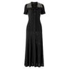 Falda Larga Francesa Transfronteriza para Mujer 2025 Nuevo Estilo Solapa Lentejuelas Calientes Cintura Falda Negra Vestido de Punto Otoño