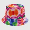 Sombrero de Pescador Tie-Dye Estampado Europeo y Americano Protección Solar al Aire Libre Transfronterizo Sombrero de Cubo Graffiti para Hombres y Mujeres Sombrero de Cuenca de Doble Cara Venta al por Mayor