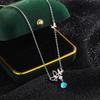 Collar Difeng S999 de plata con mariposas, colgante de piedra lunar para mujer, cadena de clavícula de lujo con diseño de hada y mariposas danzantes.