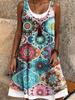 2024 Novo vestido Estilo Boêmio Falso Duas Peças Solto Casual Colete Vestido 3D Impresso Floral