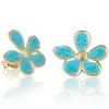 Pendientes de Acero Inoxidable con Flor Pequeña Personalizada Transfronterizos Europeos y Americanos, Goteo de Aceite, Puntos Dorados de Flores de Verano, Lindos Accesorios de Pendientes de Lujo Ligero, Regalo