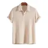 Nuevo Suministro Exclusivo Transfronterizo Europeo y Americano de Camisas Polo Deportivas Casuales de Jacquard Holgadas de Manga Corta con Cuello de Solapa y Tejido de Patrón de Diamantes